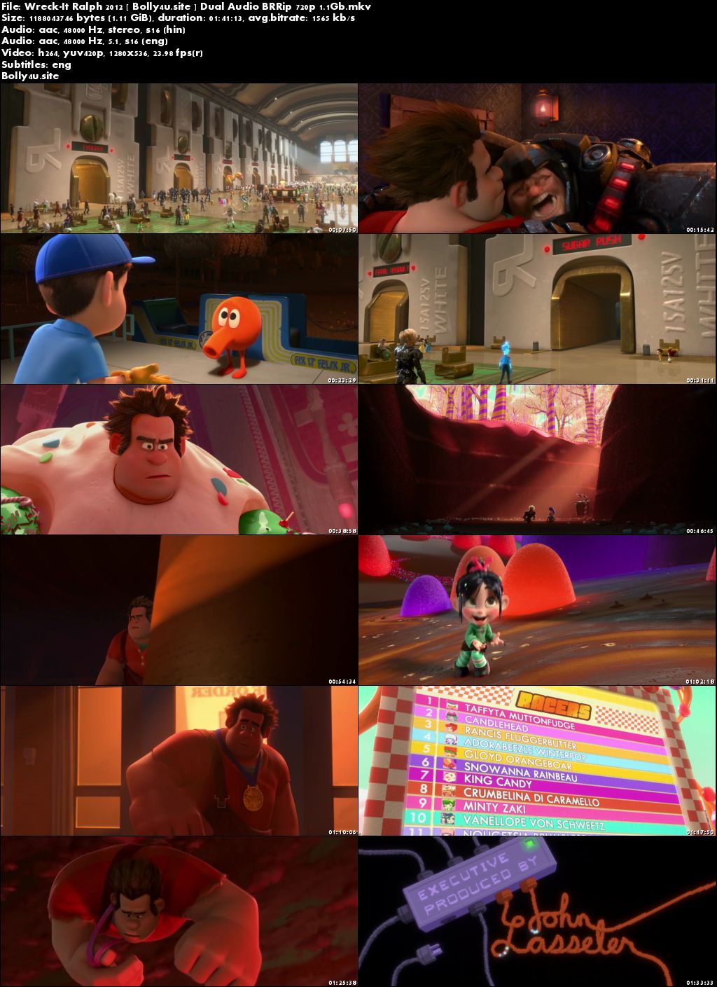 Wreck-It Ralph 2012 BRRip 300MB Hindi Dual Audio 480p ESub Download