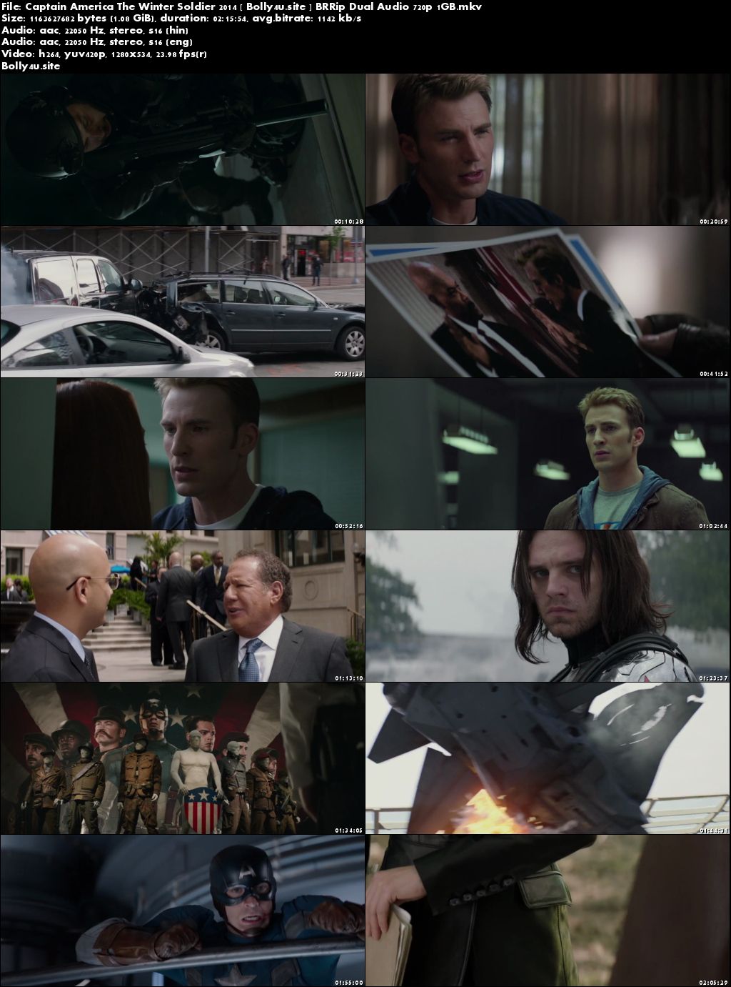 Captain America The Winter Soldier 2014 BRRip 1GB Hindi Dual Audio 720p Download