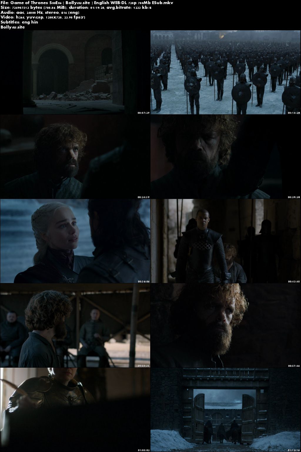 Game of Thrones S08E06 WEB-DL 700MB English 720p Hindi ESub Download