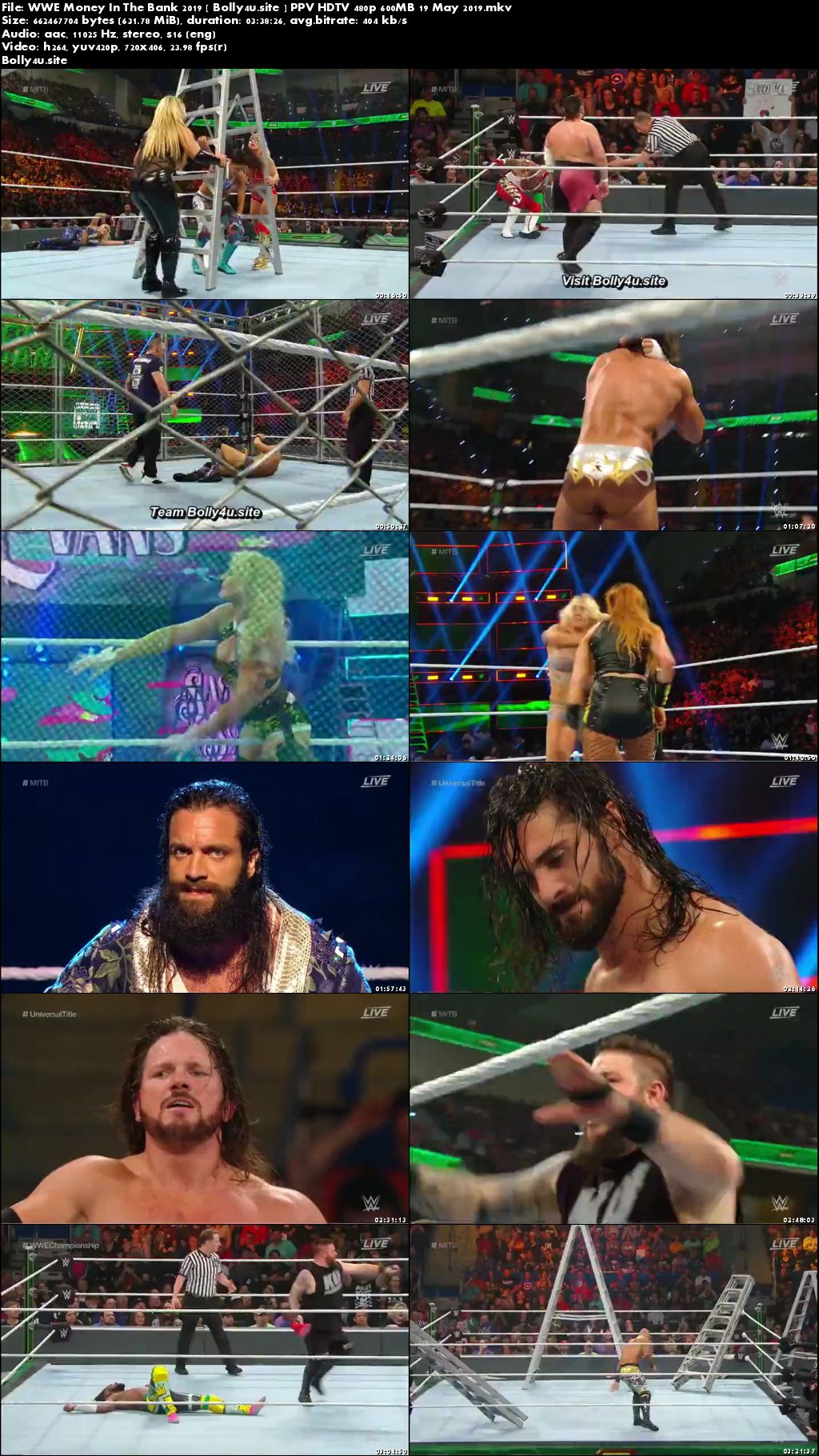 WWE Money In The Bank 2019 PPV HDTV 480p 600MB 19 May 2019 Download