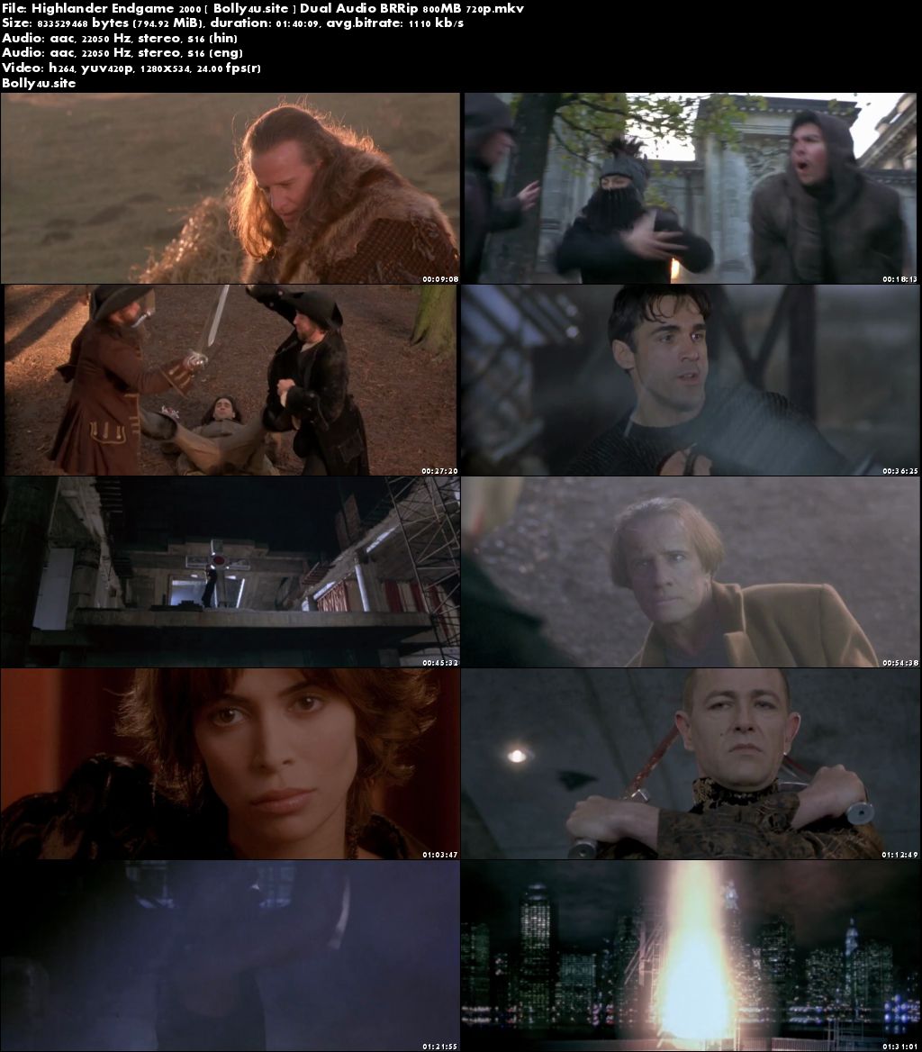 Highlander Endgame 2000 BRRip 300Mb Hindi Dual Audio 480p Download