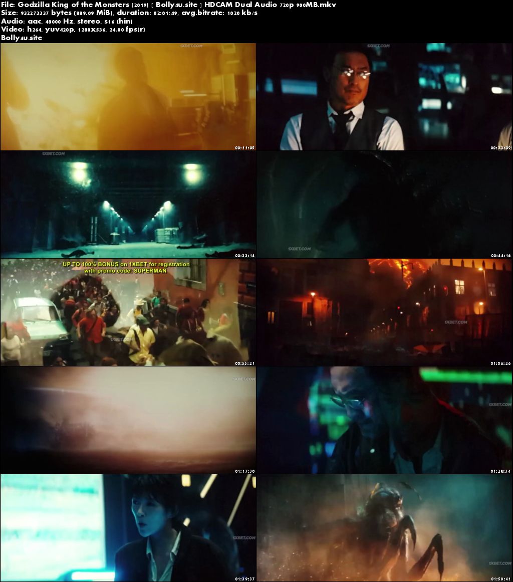 Godzilla King of the Monsters 2019 HDCAM 900MB Hindi Dual Audio 720p Download