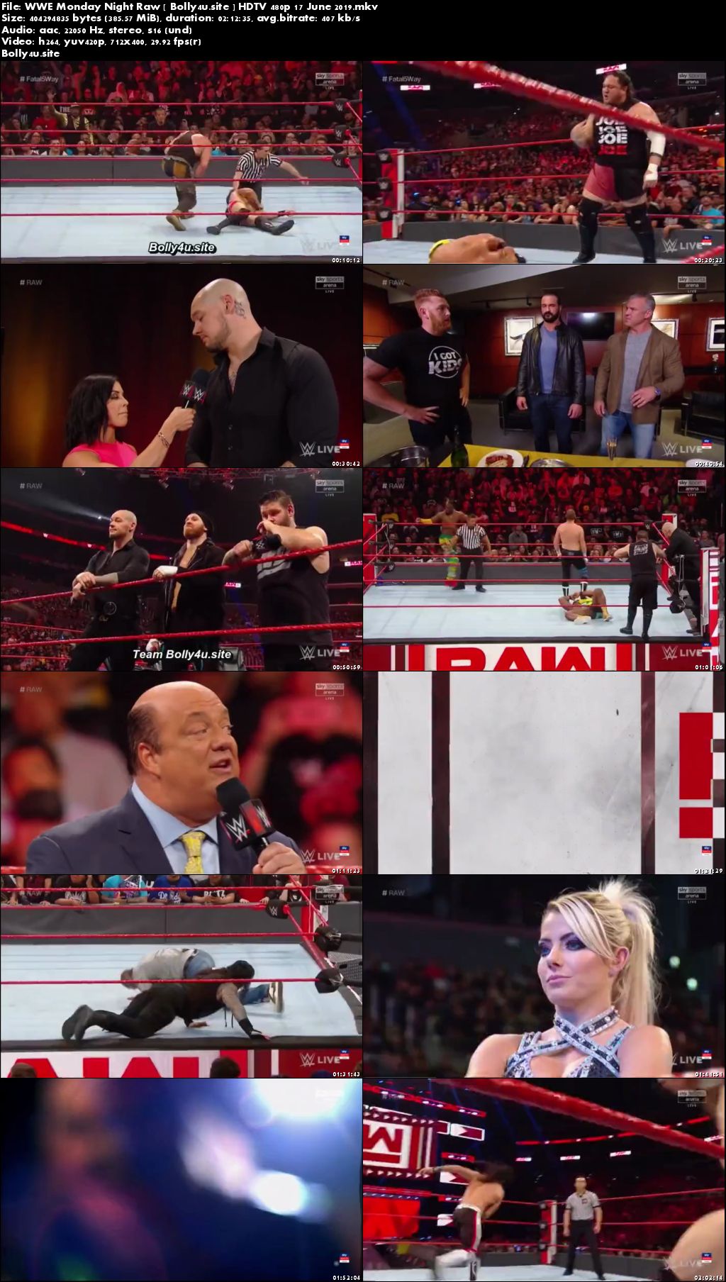 WWE Monday Night Raw HDTV 350MB 480p 17 June 2019 Download