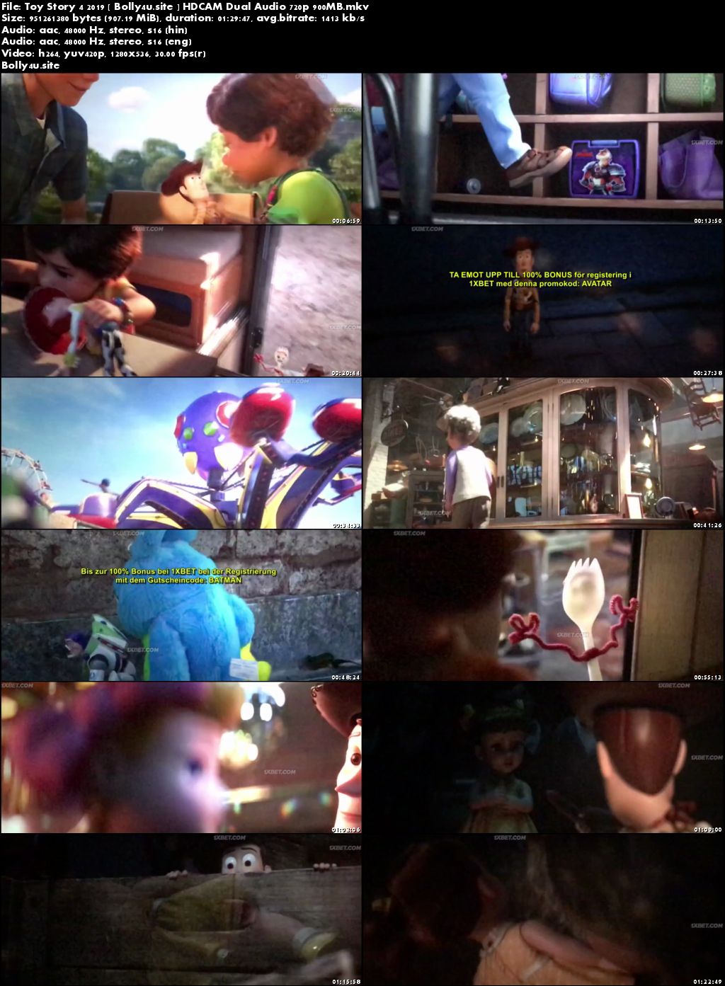 Toy Story 4 2019 HDCAM 300MB Hindi Dual Audio 480p Download