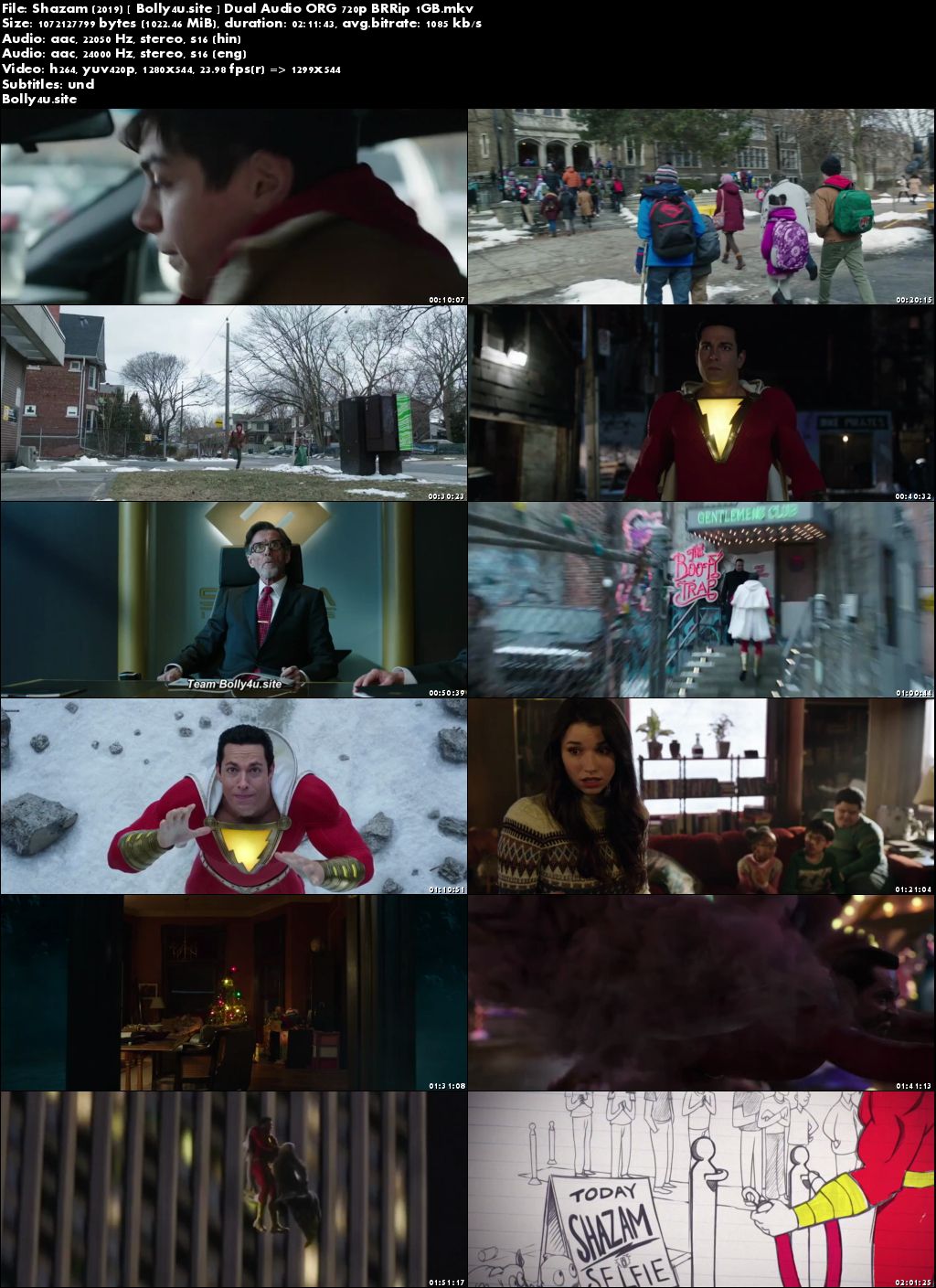 Shazam 2019 BRRip 1GB Hindi Dual Audio ORG 720p ESub Download