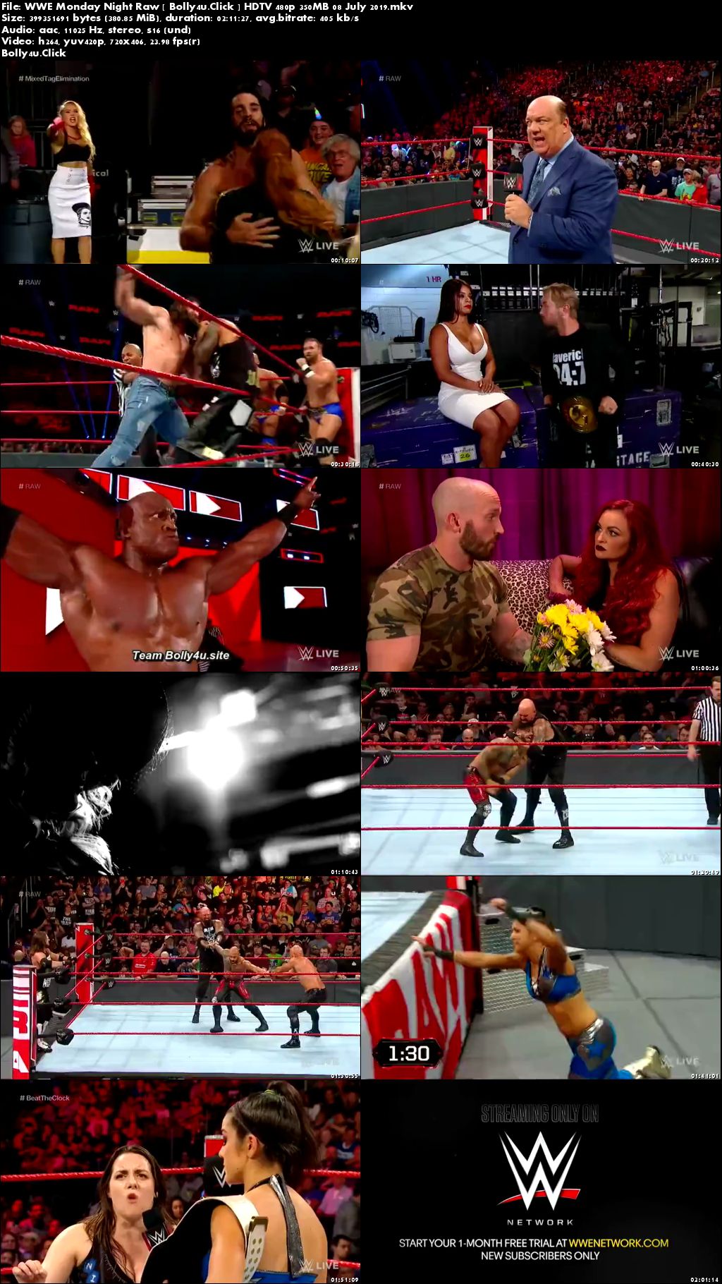 WWE Monday Night Raw HDTV 480p 350MB 08 July 2019 Download