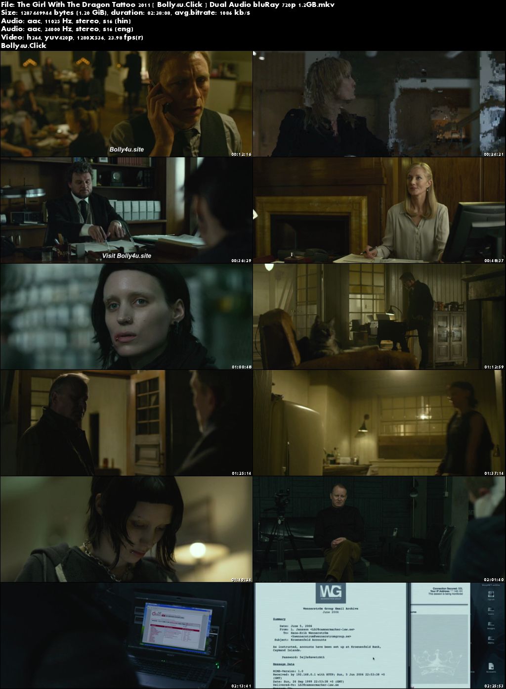 The Girl With The Dragon Tattoo 2011 BRRip 500MB Hindi Dual Audio 480p Download