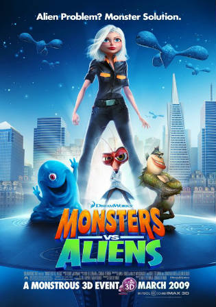 Monsters Vs Aliens 2009 BRRip 300MB Hindi Dual Audio 480p