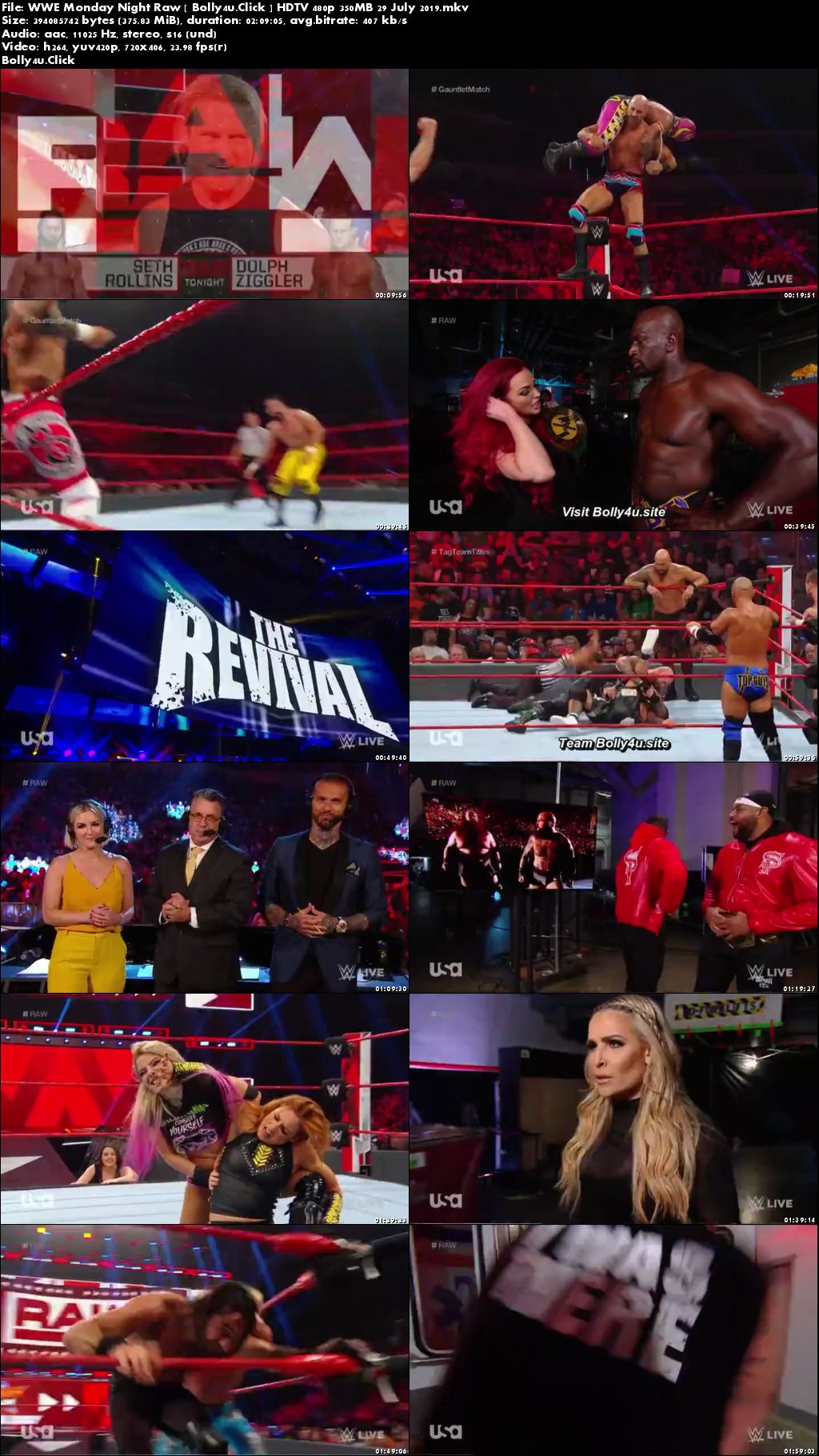 WWE Monday Night Raw HDTV 480p 350MB 29 July 2019 Download