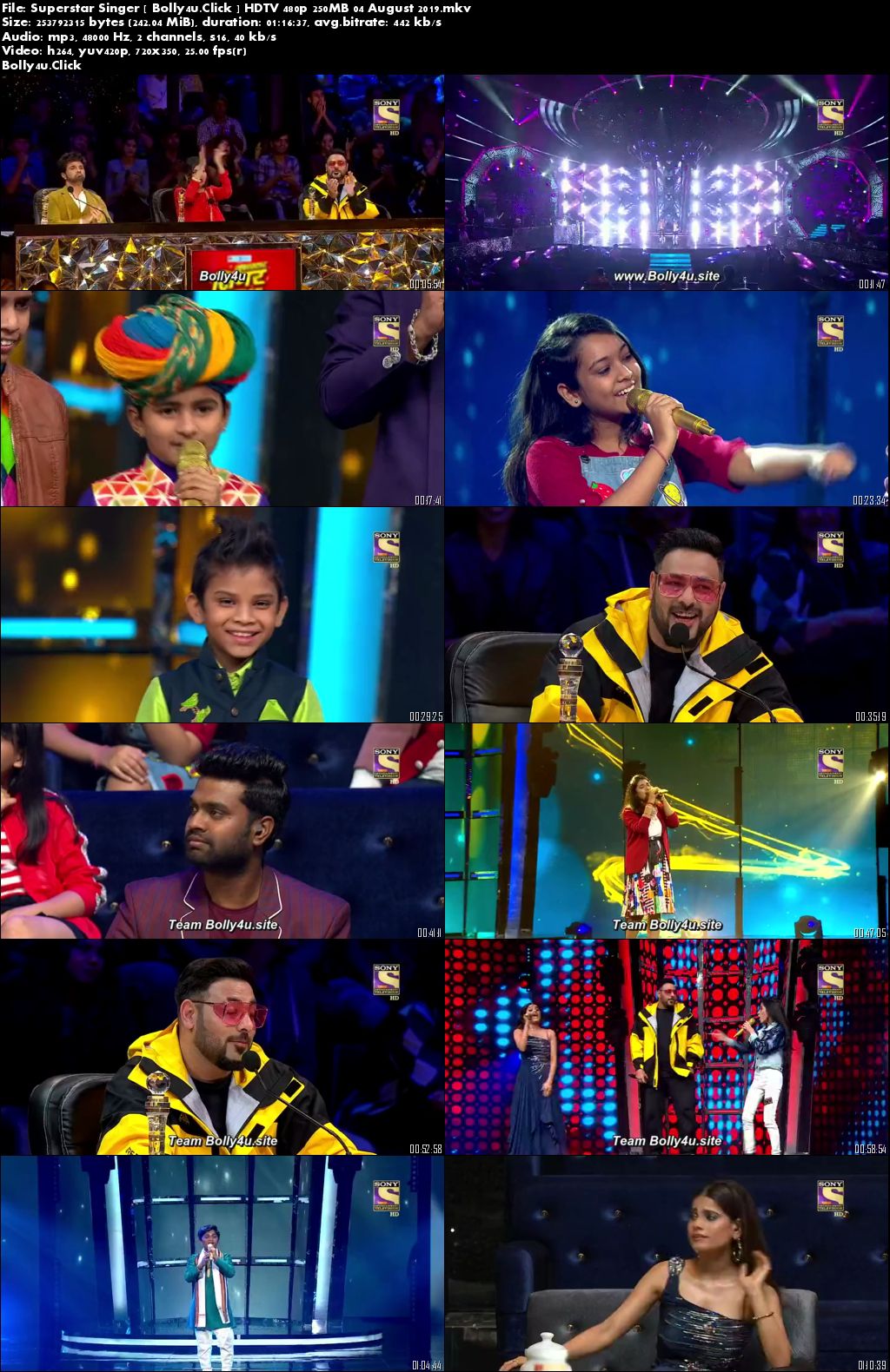 Superstar Singer HDTV 480p 250MB 04 August 2019 Download