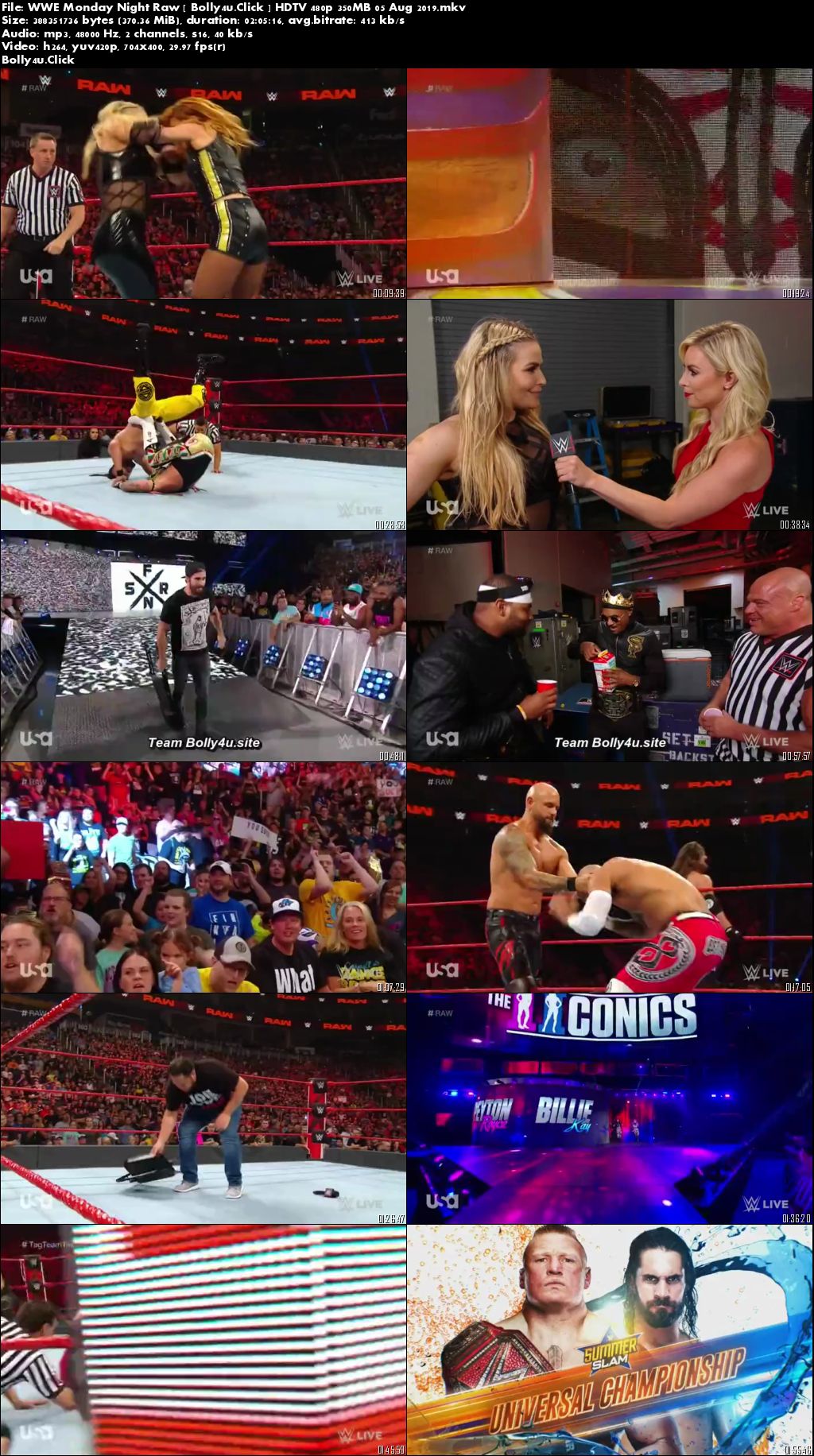 WWE Monday Night Raw HDTV 480p 350MB 05 Aug 2019 Download