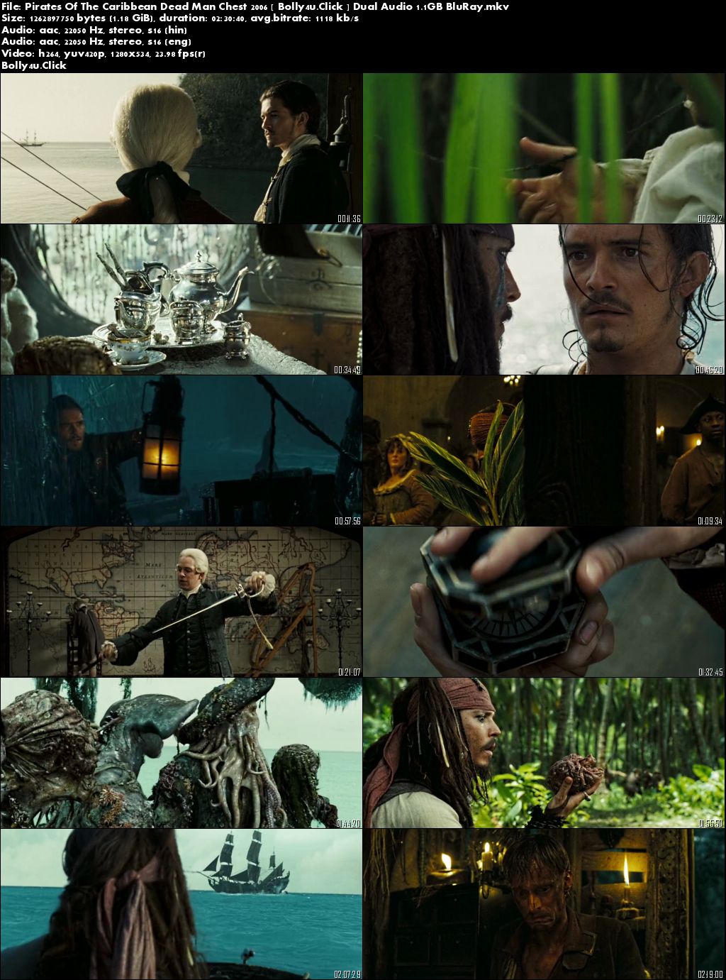 Pirates Of The Caribbean Dead Man Chest 2006 BluRay 500MB Hindi Dual Audio 480p Download