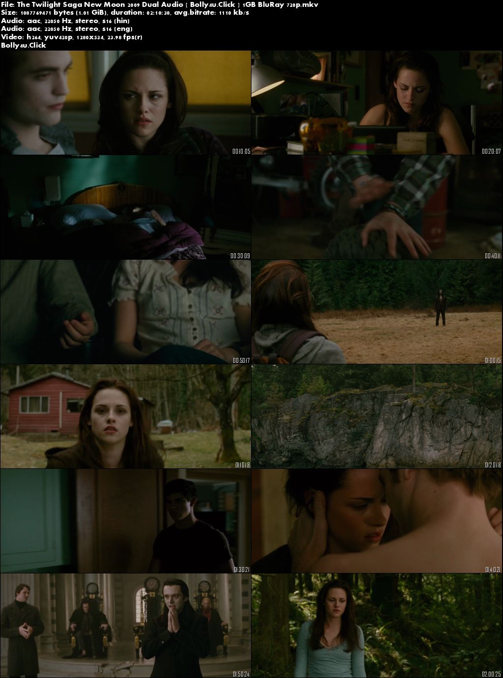 The Twilight Saga New Moon 2009 BRRip 1GB Hindi Dual Audio 720p Download