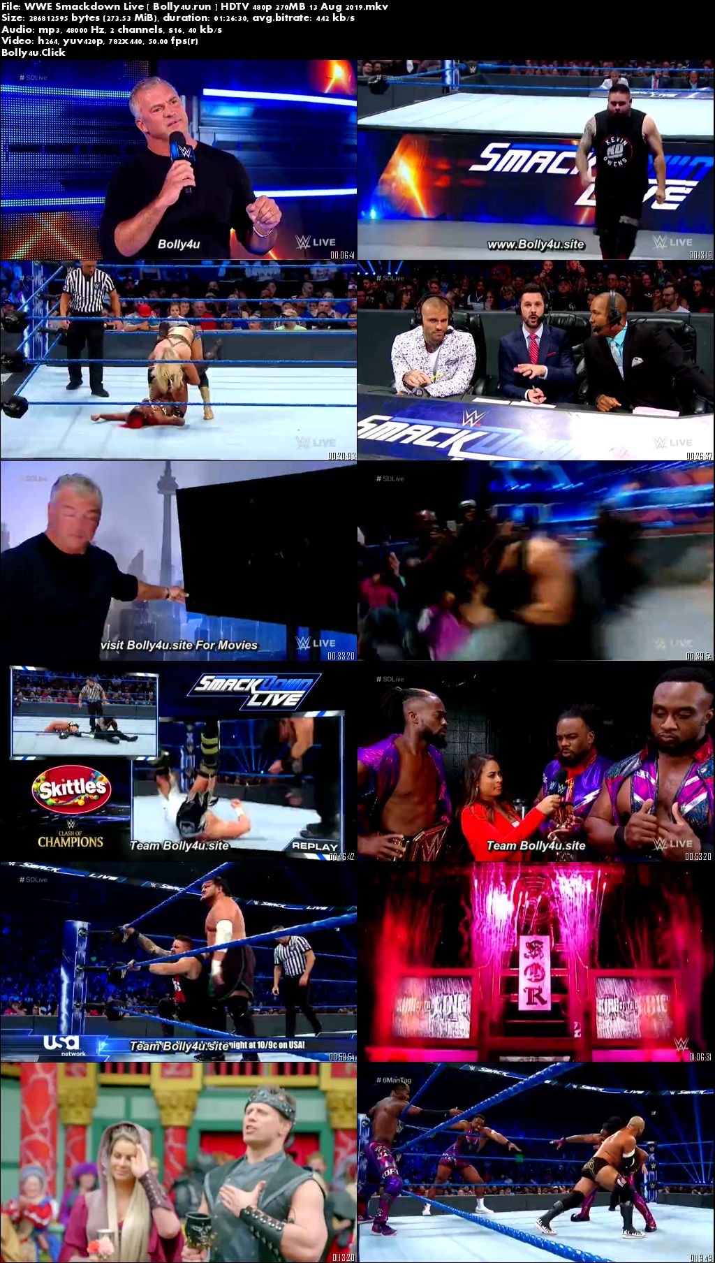 WWE Smackdown Live HDTV 480p 270MB 13 Aug 2019 Download