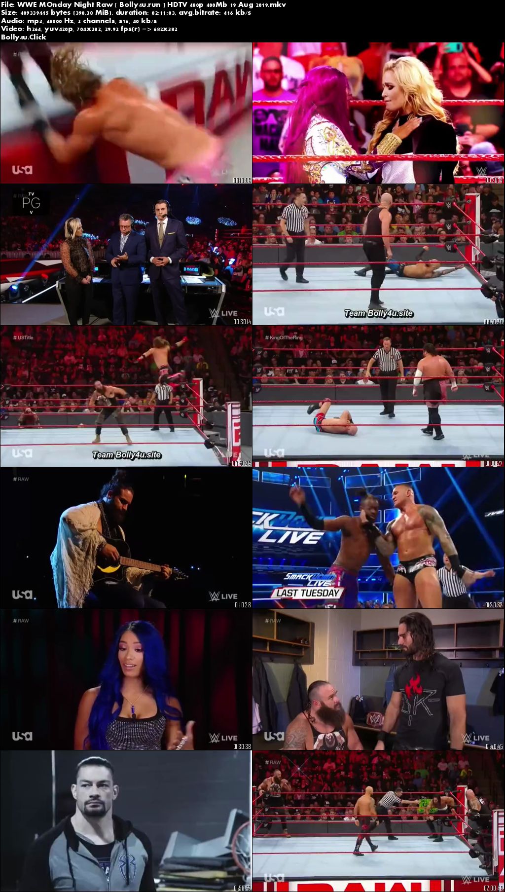 WWE Monday Night Raw HDTV 480p 400Mb 19 Aug 2019 Download