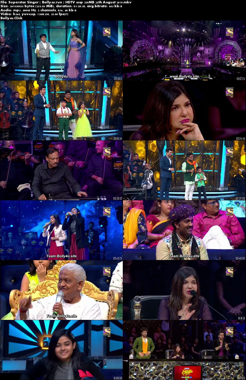 Superstar Singer HDTV 480p 250MB 25 August 2019 Download