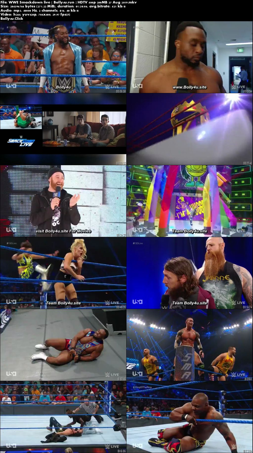 WWE Smackdown Live HDTV 480p 280MB 27 Aug 2019 Download