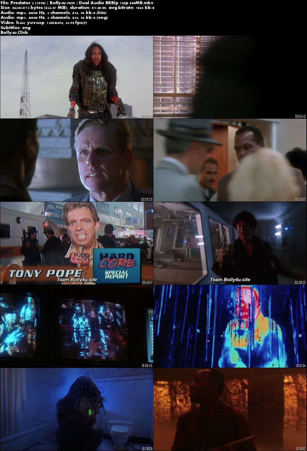 Predator 2 1990 BRRip 300Mb Hindi Dual Audio 480p Download