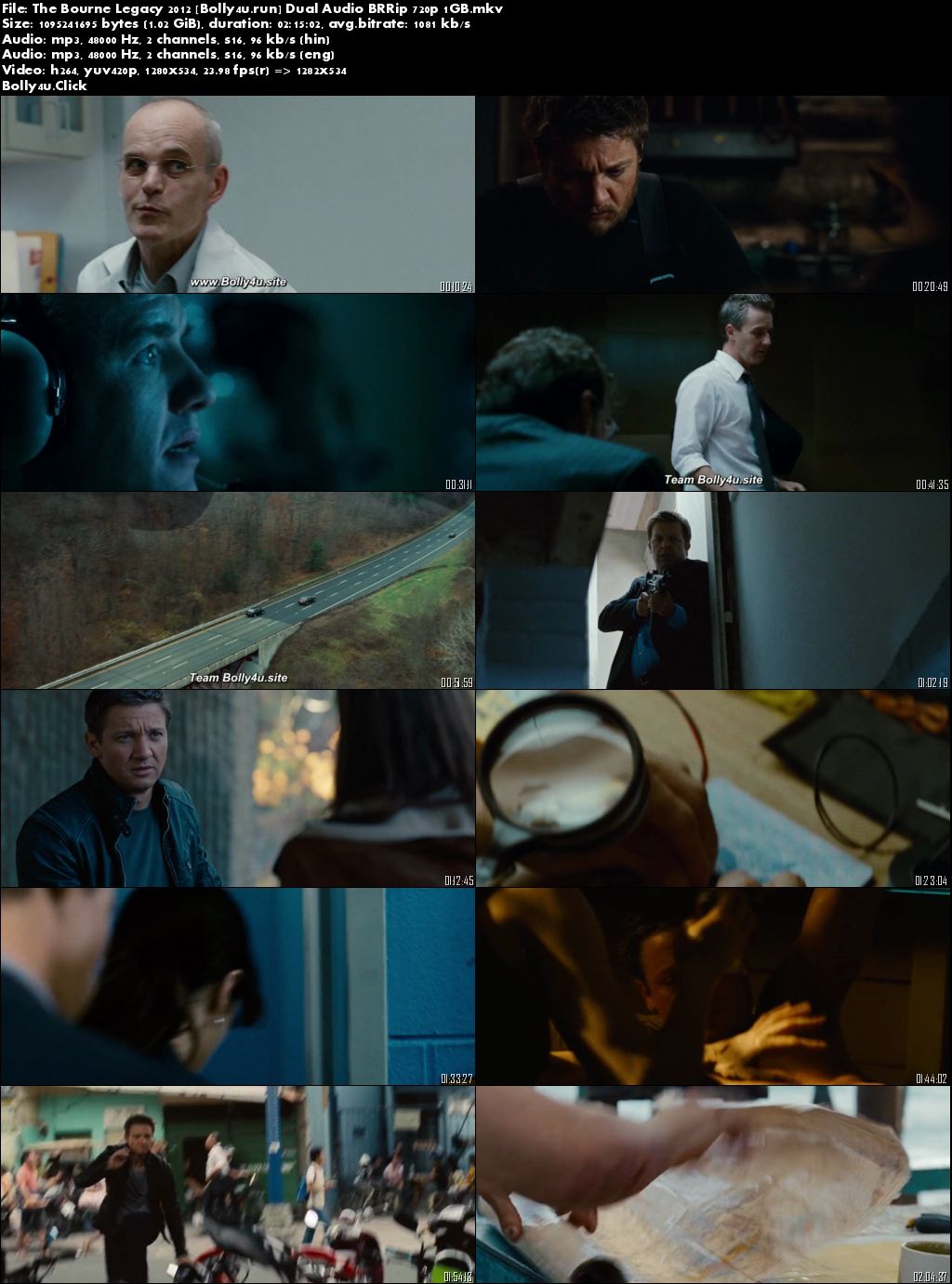 The Bourne Legacy 2012 BRRip 400MB Hindi Dual Audio 480p Download