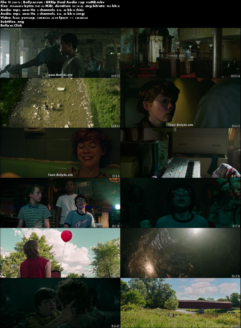 IT 2017 BluRay 450MB Hindi Dual Audio ORG 480p ESub Download