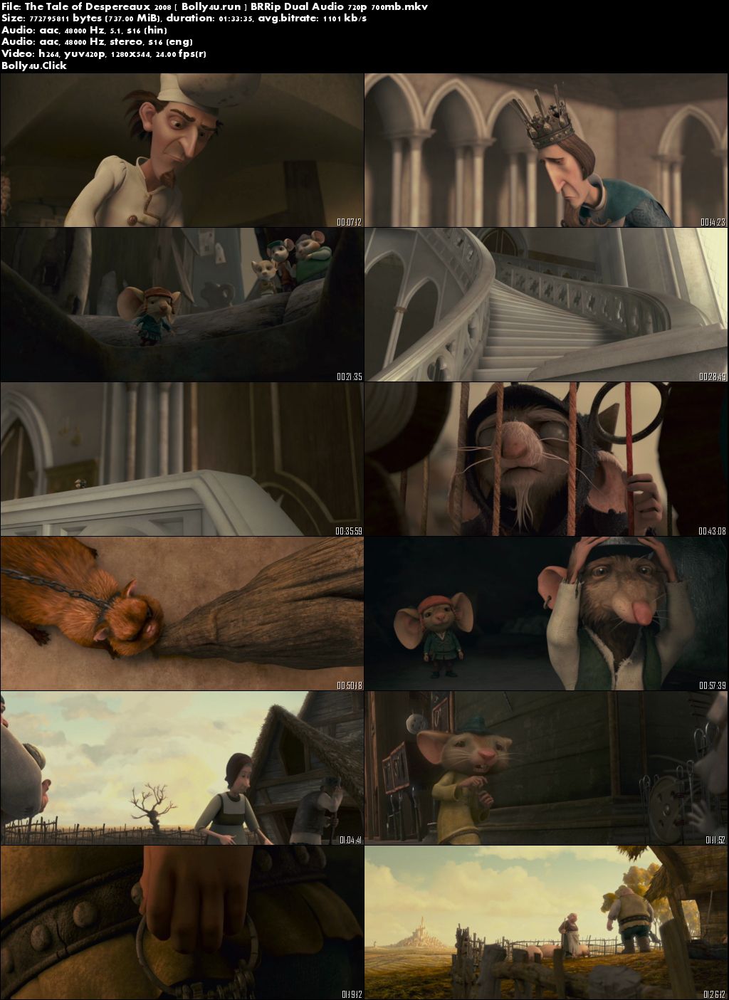 The Tale of Despereaux 2008 BRRip 700Mb Hindi Dual Audio 720p