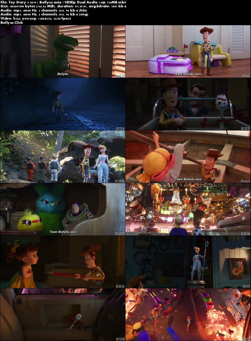 Toy Story 4 2019 HDRip 300MB Hindi Dual Audio 480p Download