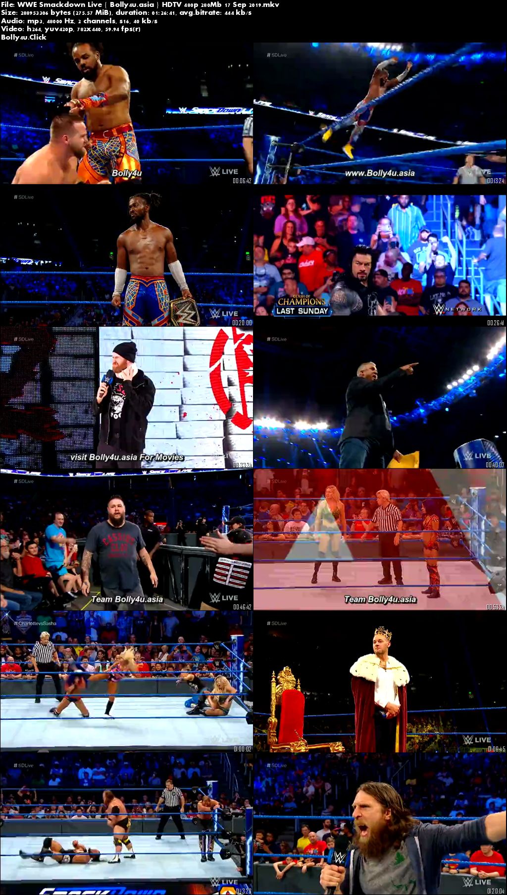 WWE Smackdown Live HDTV 480p 280Mb 17 Sep 2019 Download