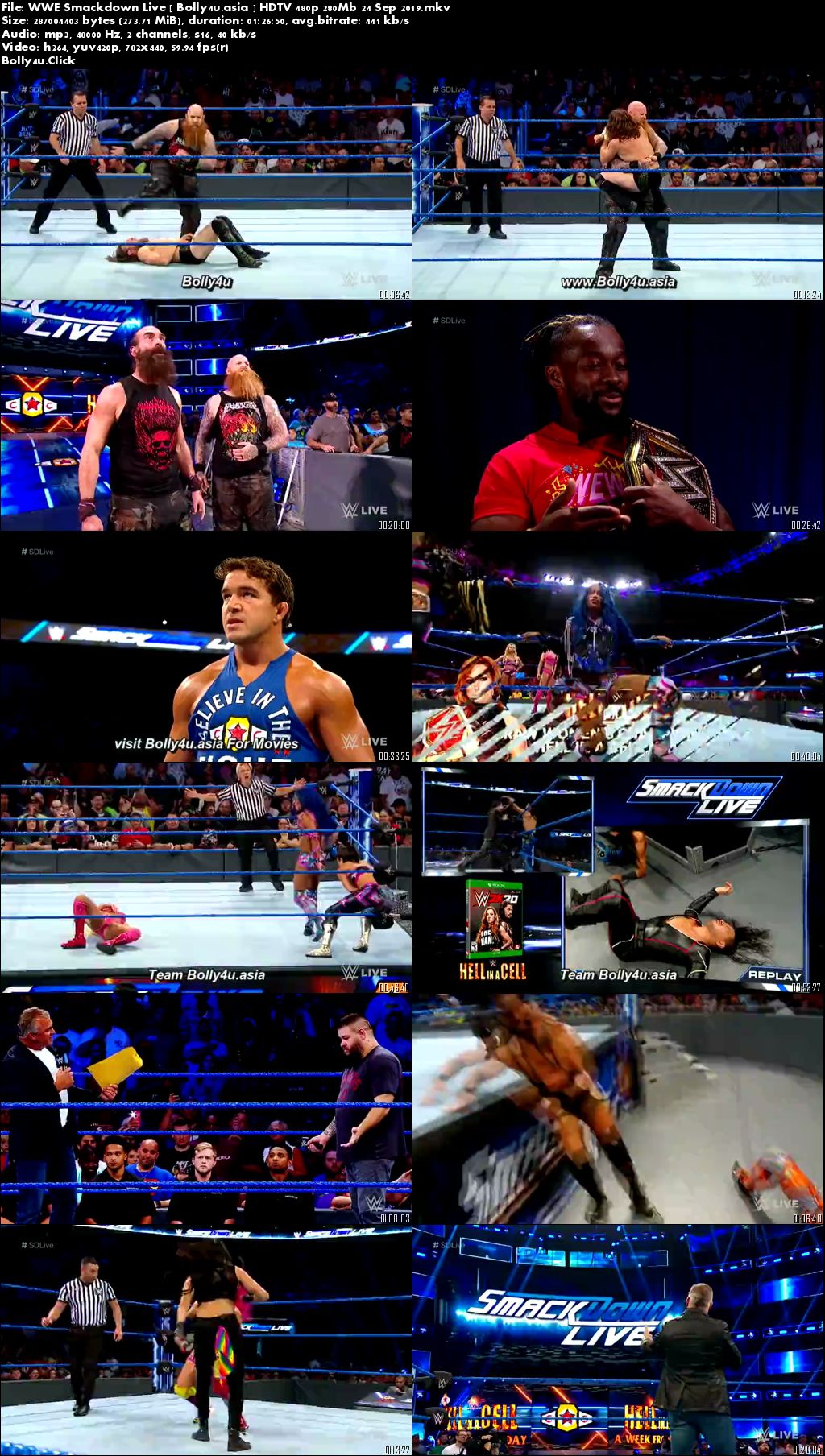 WWE Smackdown Live HDTV 480p 280Mb 24 Sep 2019 Download