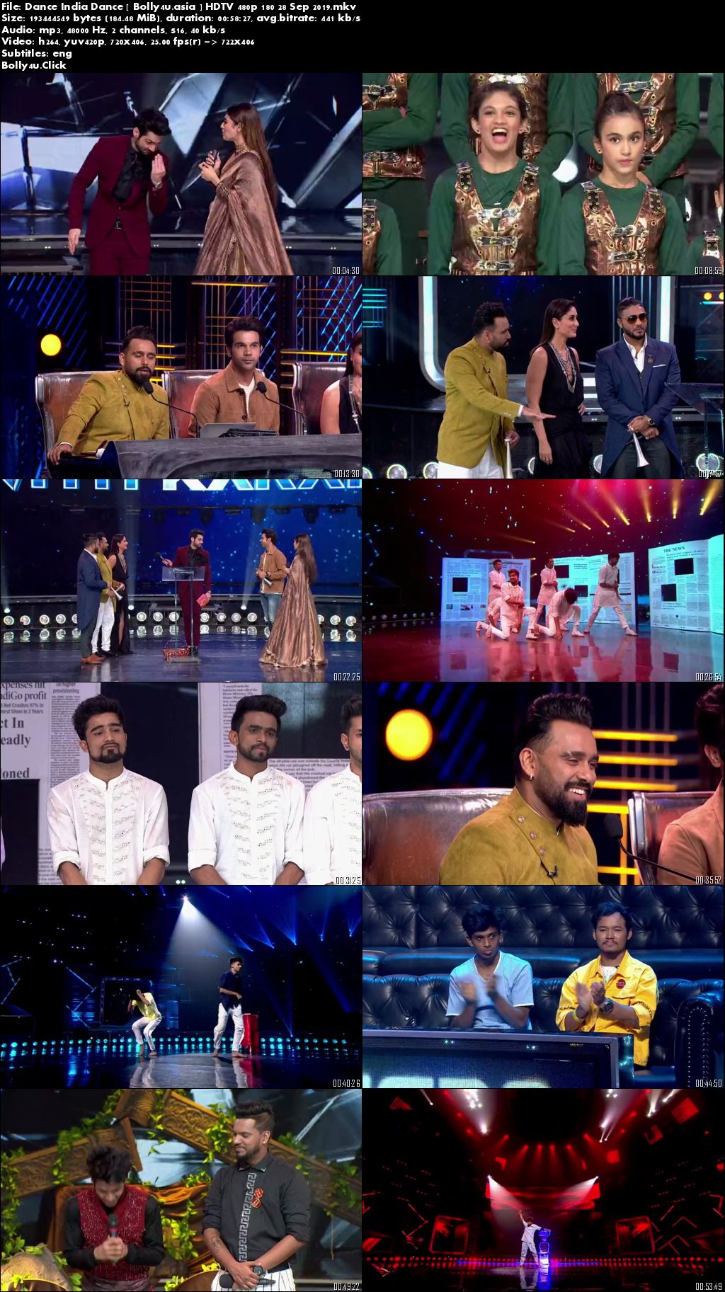 Dance India Dance HDTV 480p 180MB 28 September 2019 Download