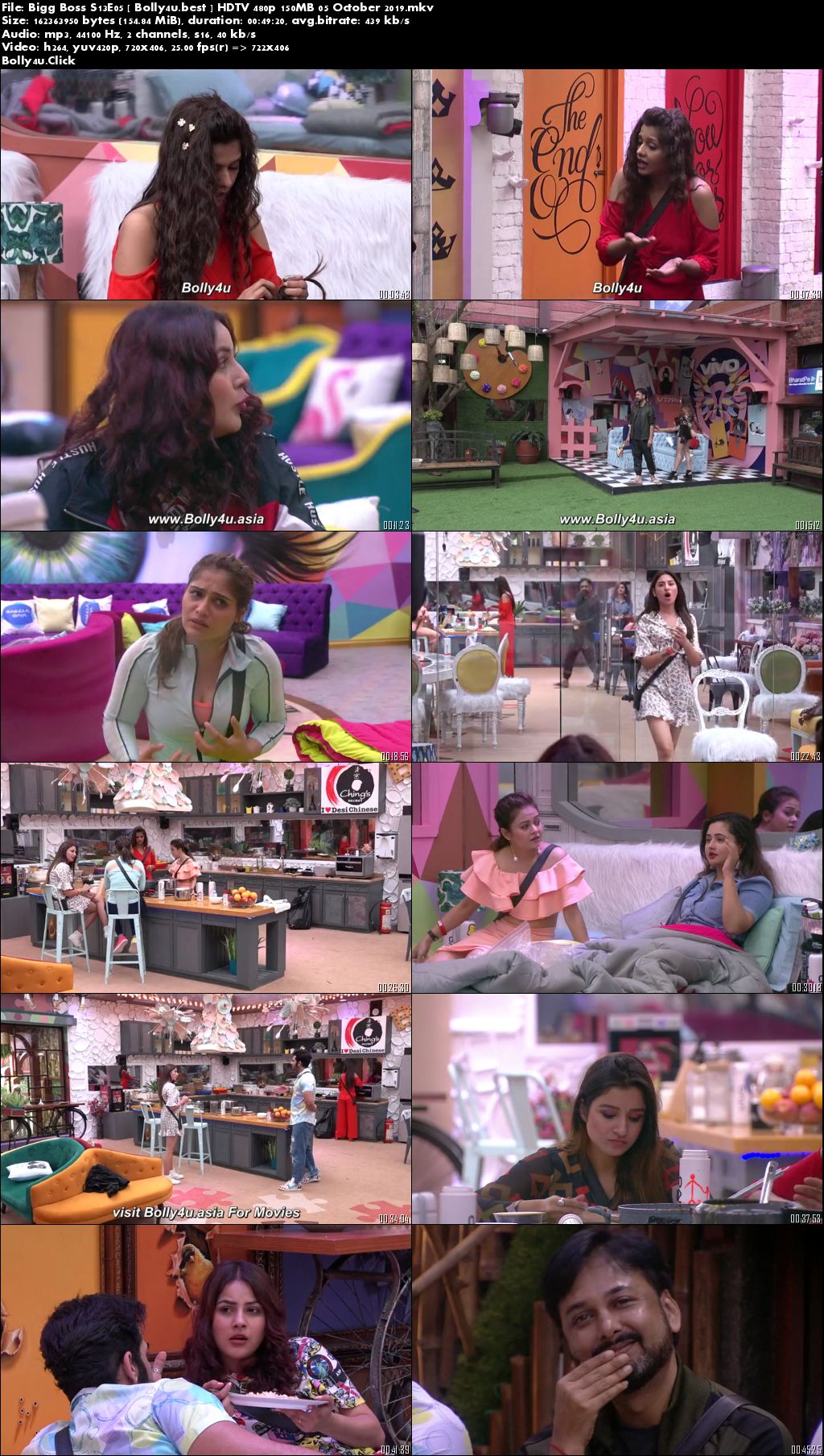 Bigg Boss S13E05 HDTV 480p 150MB 05 October 2019 Download