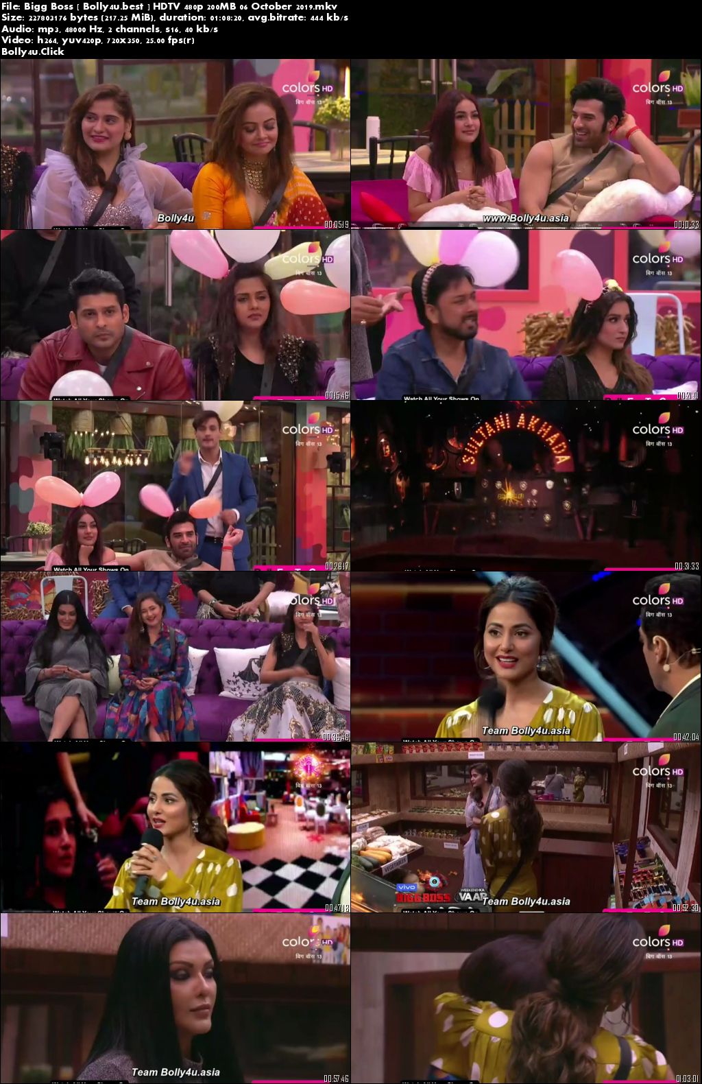 Bigg Boss S13 HDTV 480p 200MB 06 October 2019 Download