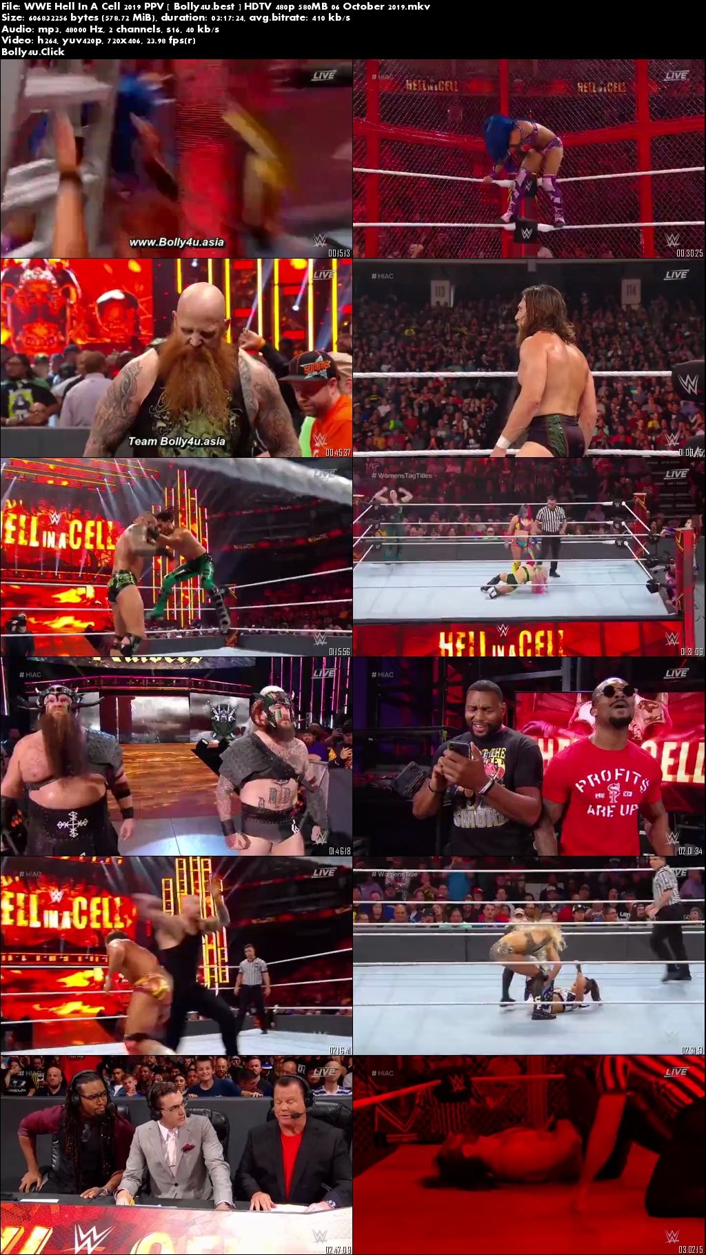 WWE Hell In A Cell 2019 PPV HDTV 480p 550MB 06 October 2019 Download