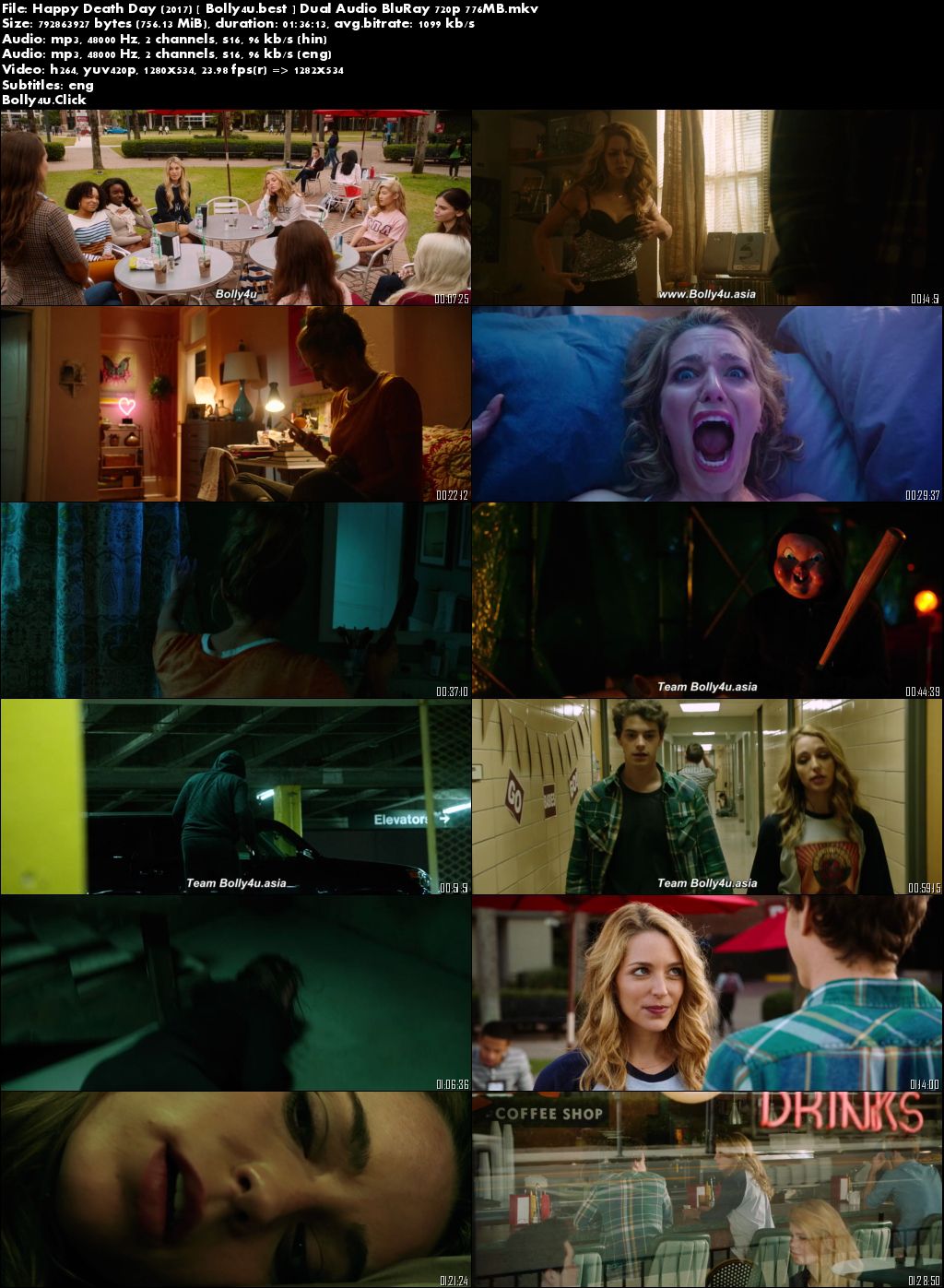 Happy Death Day 2017 BluRay 750Mb Hindi Dual Audio ORG 720p Download