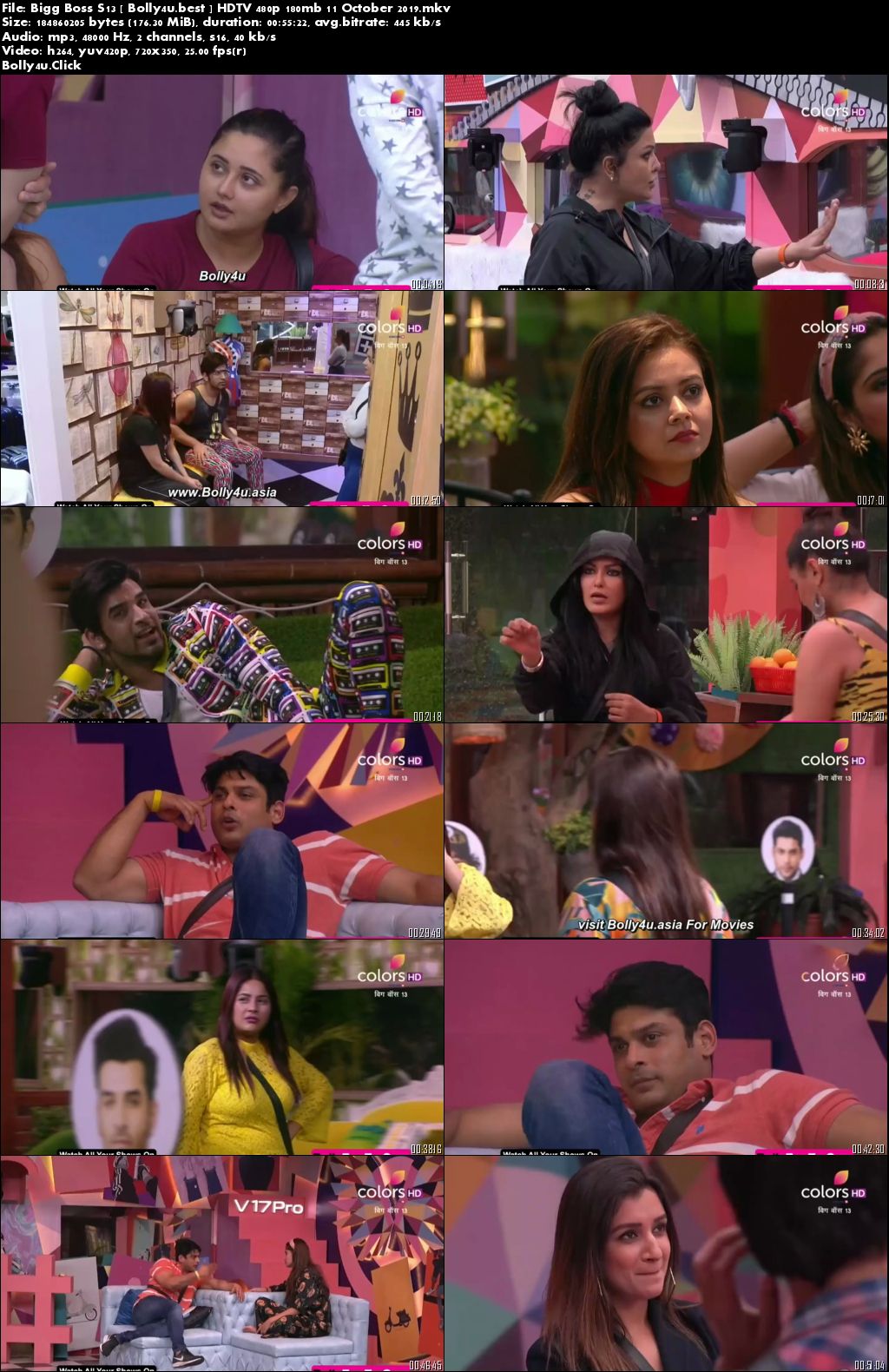 Bigg Boss S13 HDTV 480p 180mb 11 October 2019 Download