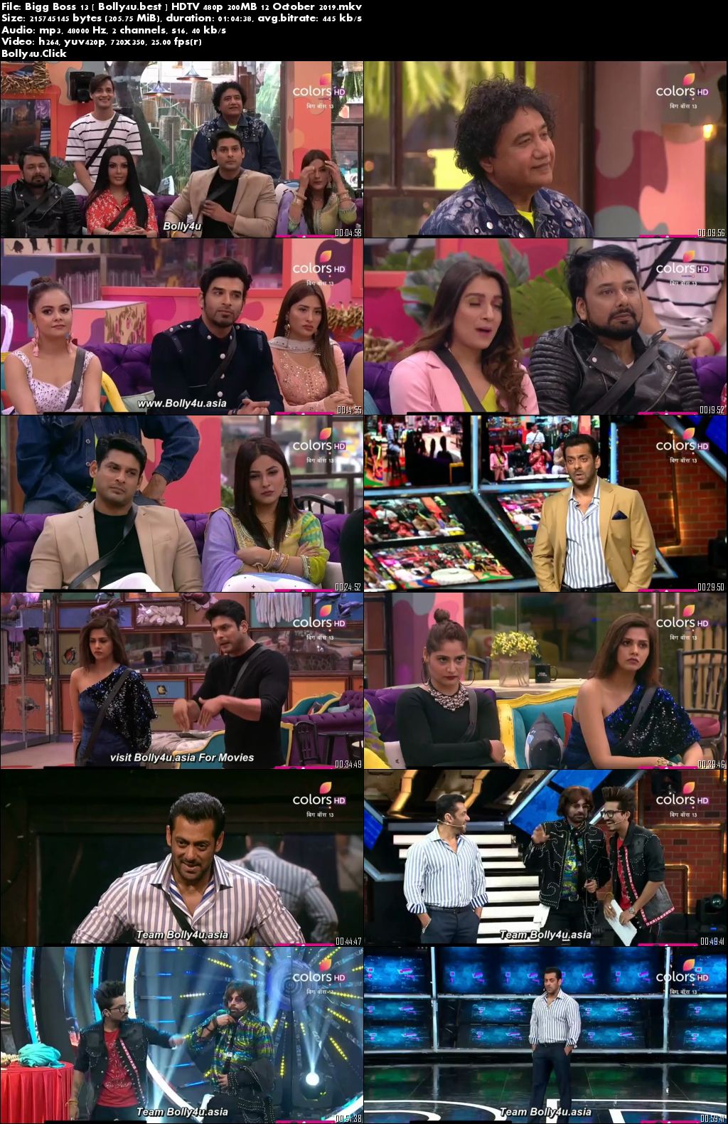 Bigg Boss S13 HDTV 480p 200MB 12 October 2019 Download