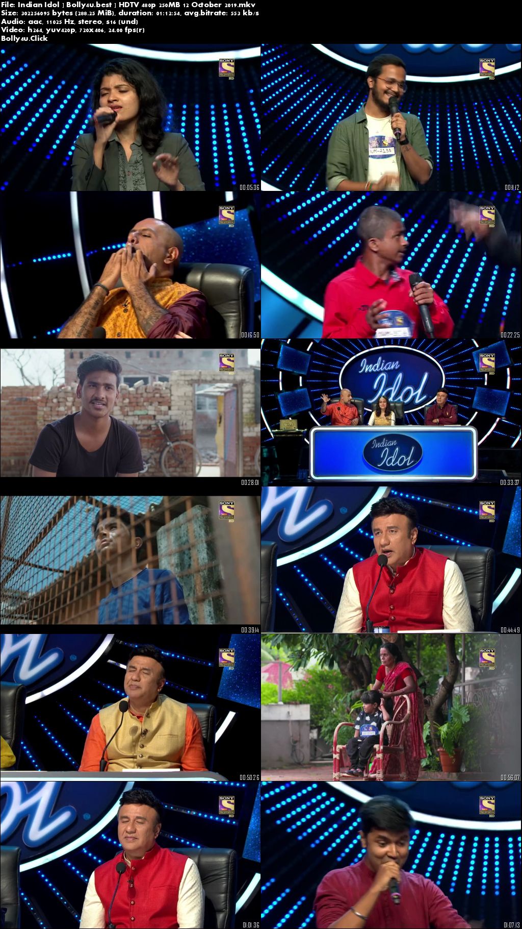 Indian Idol HDTV 480p 250MB 12 October 2019 Download