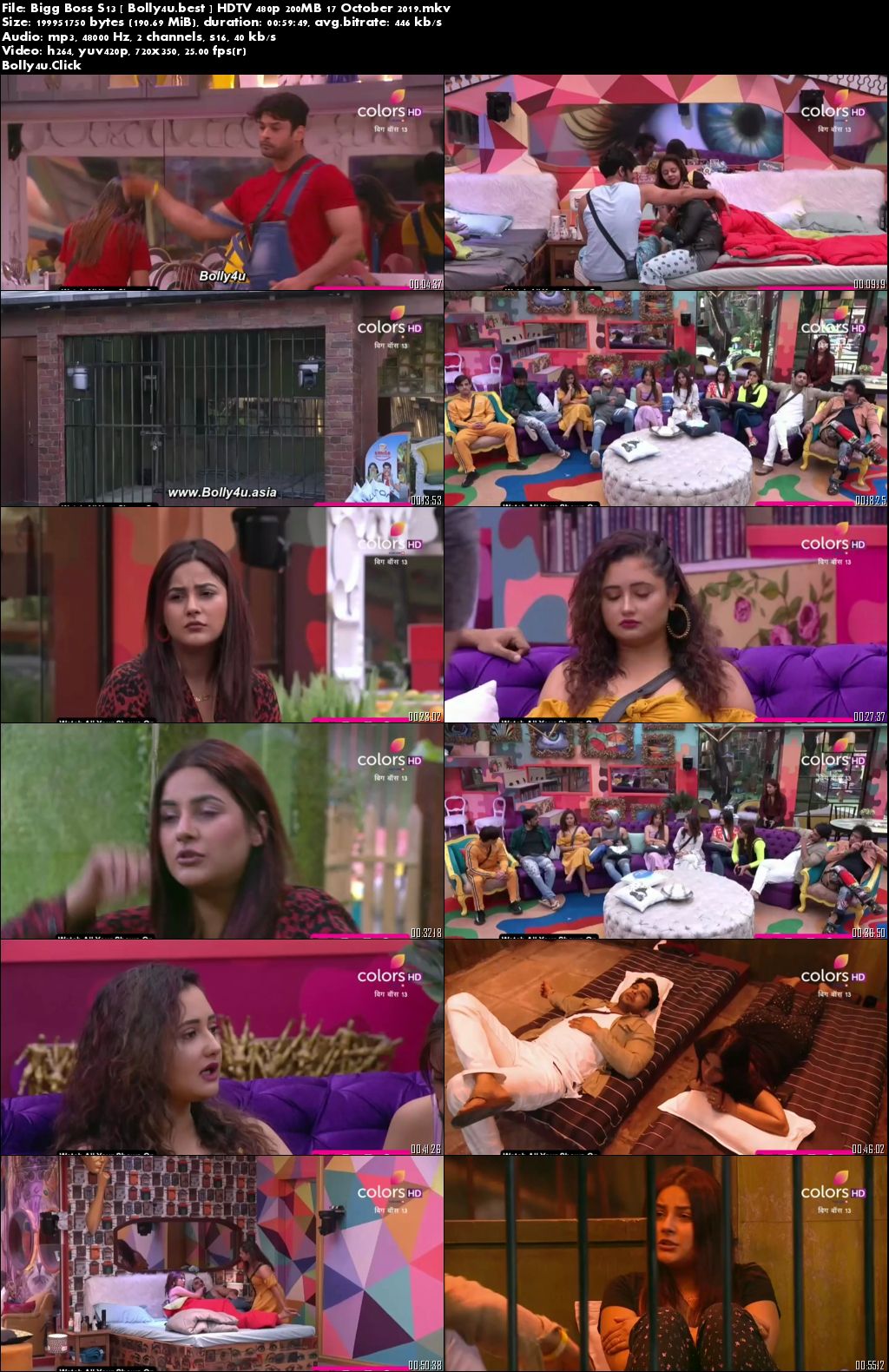 Bigg Boss S13 HDTV 480p 200MB 17 October 2019 Download