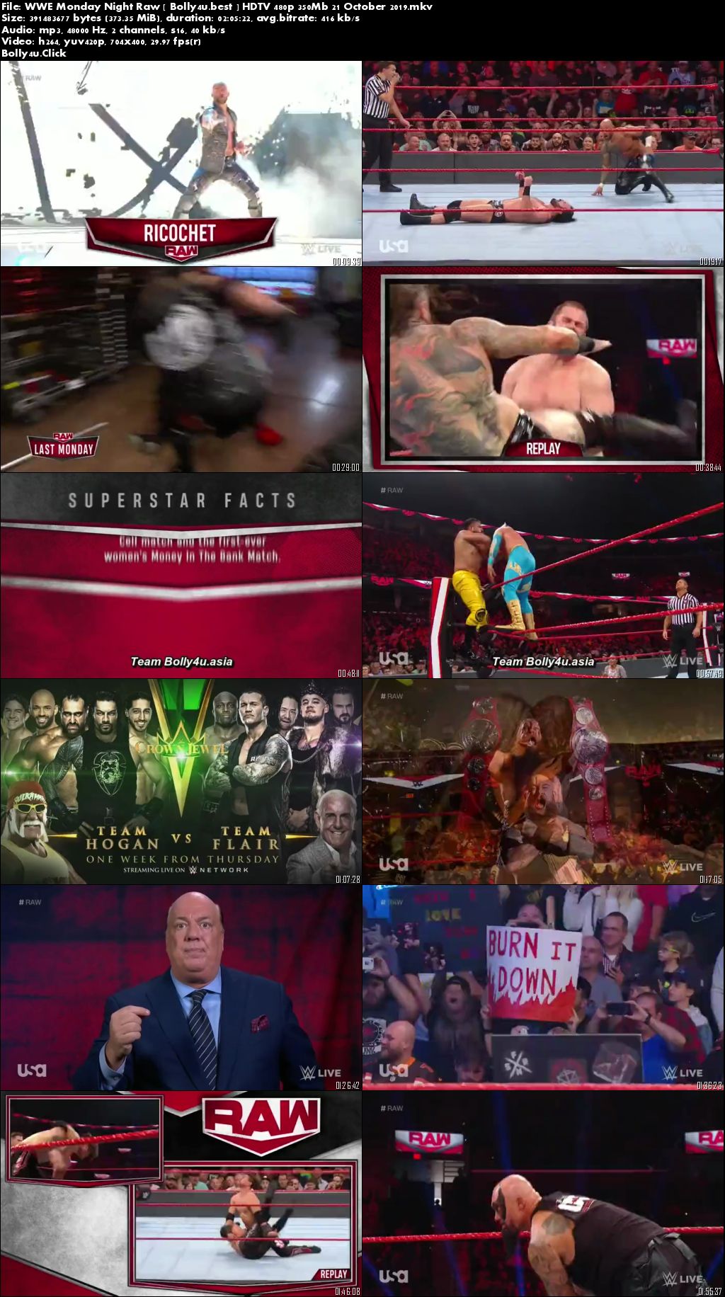 WWE Monday Night Raw HDTV 480p 350Mb 21 October 2019 Download