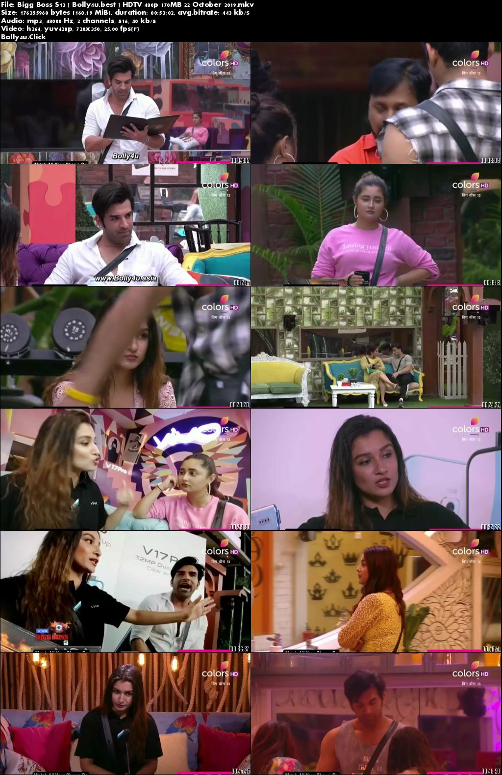 Bigg Boss S13 HDTV 480p 170MB 22 October 2019 Download