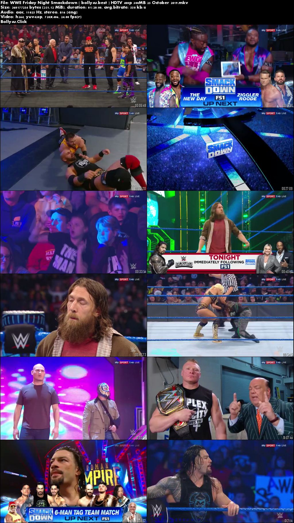 WWE Friday Night Smackdown HDTV 480p 300MB 25 October 2019 Download