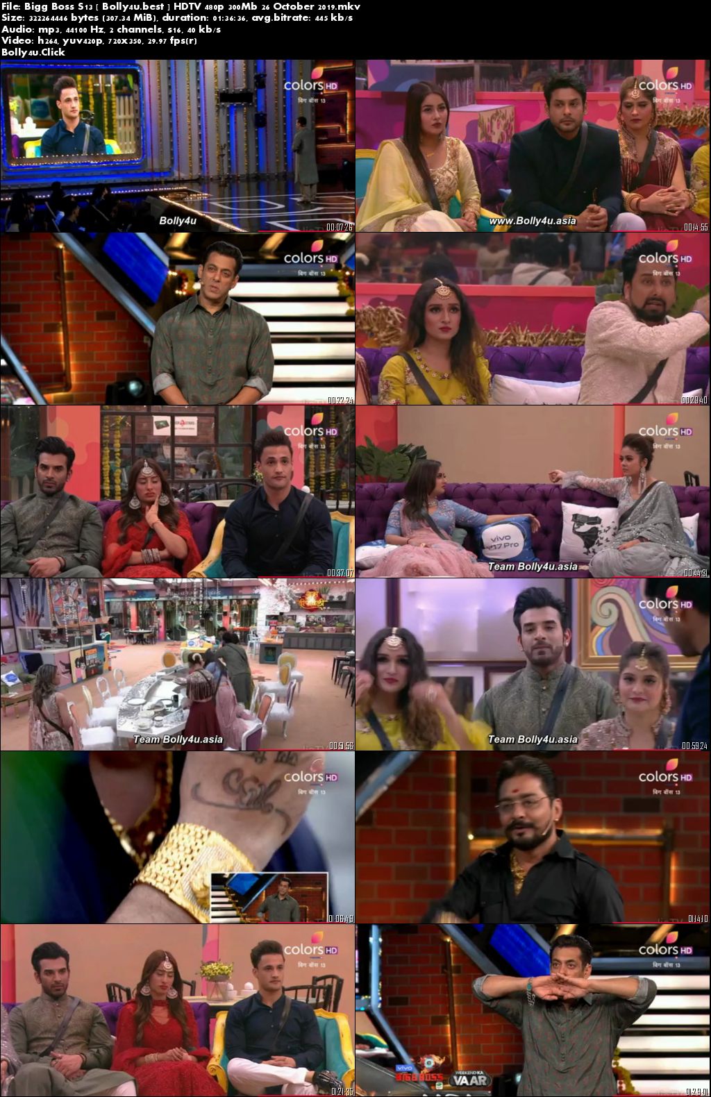 Bigg Boss S13 HDTV 480p 300Mb 26 October 2019 Download