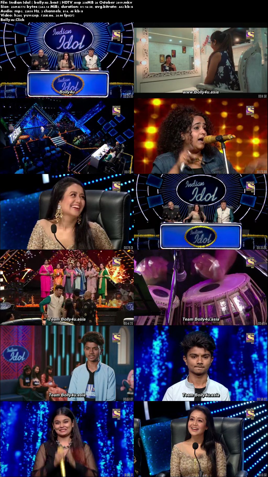 Indian Idol HDTV 480p 250MB 26 October 2019 Download