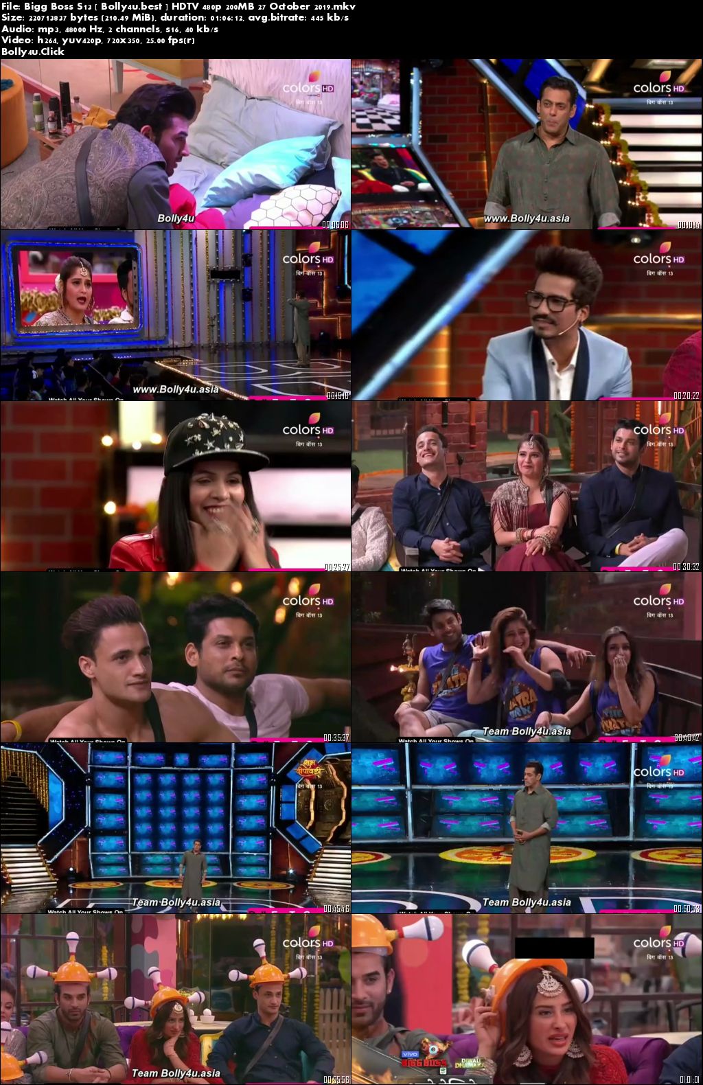 Bigg Boss S13 HDTV 480p 200MB 27 October 2019 Download