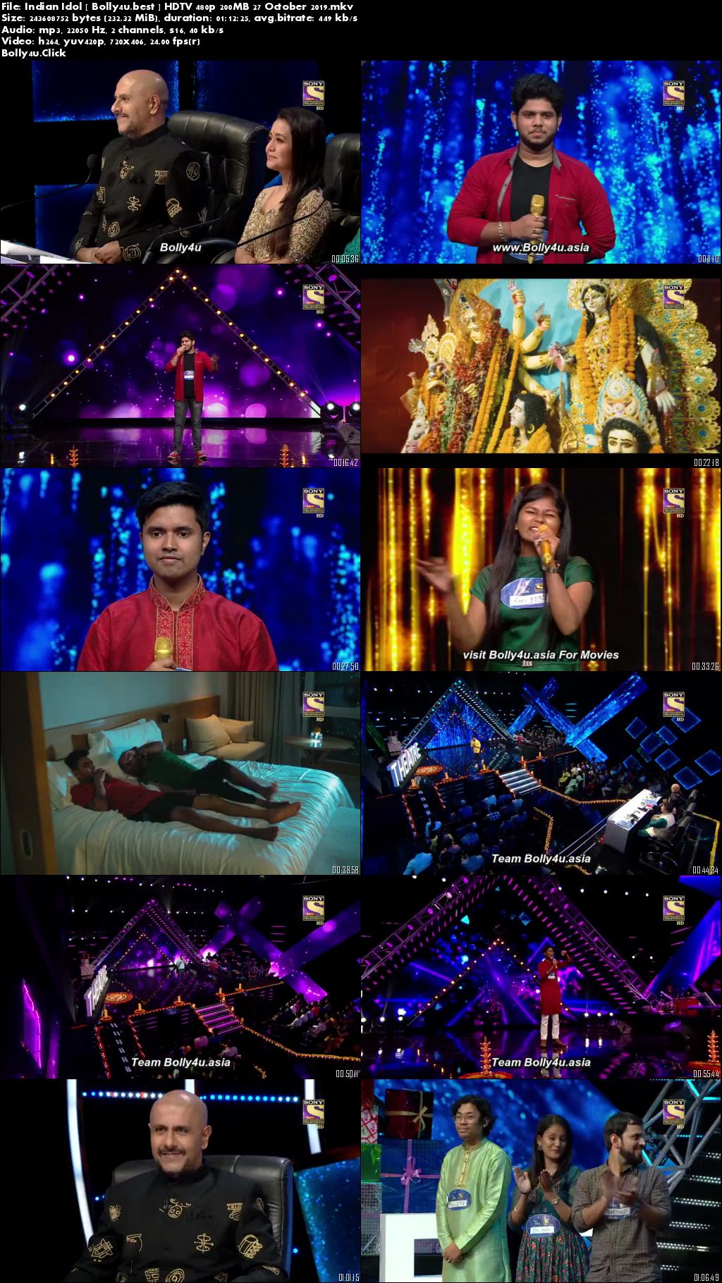 Indian Idol HDTV 480p 200MB 27 October 2019 Download