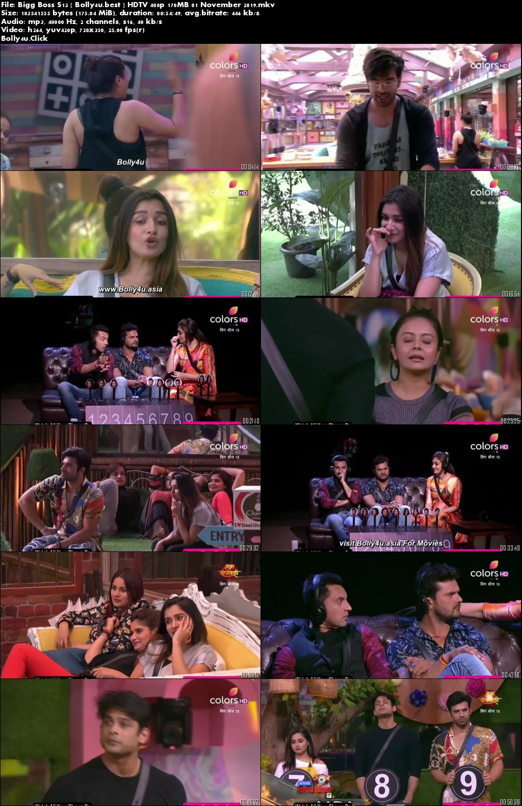 Bigg Boss S13 HDTV 480p 170MB 01 November 2019 Download