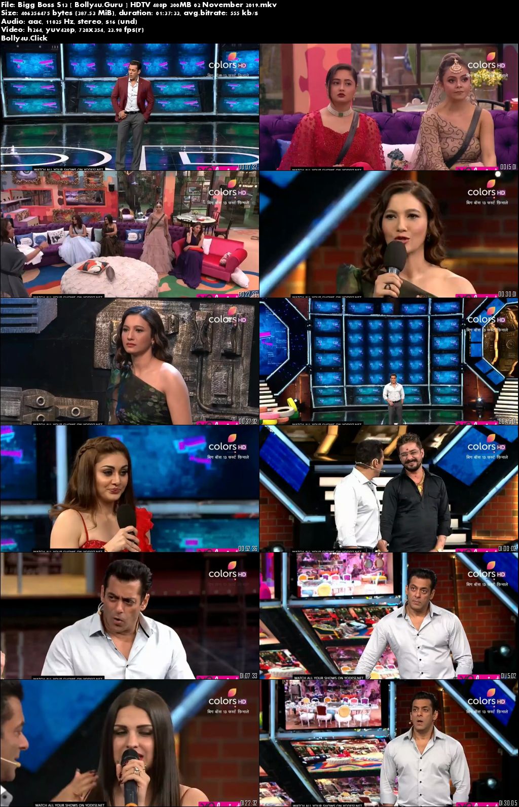 Bigg Boss S13 HDTV 480p 300MB 02 November 2019 Download