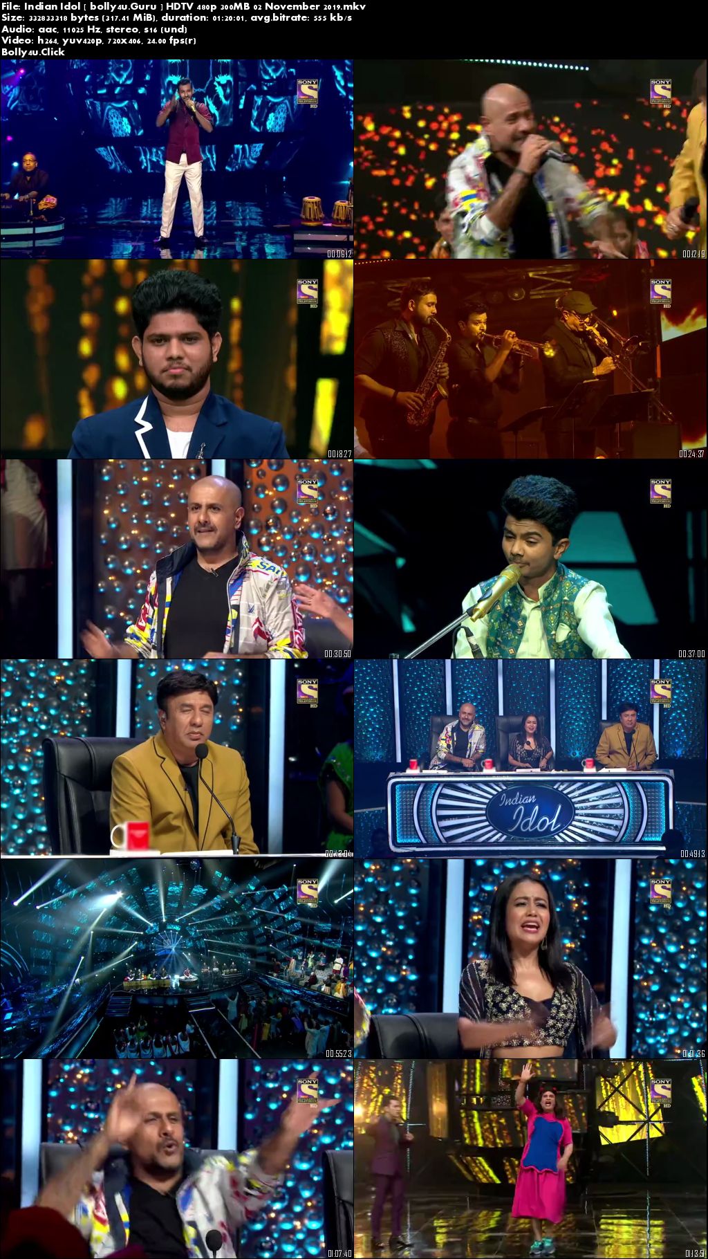 Indian Idol HDTV 480p 300MB 02 November 2019 Download