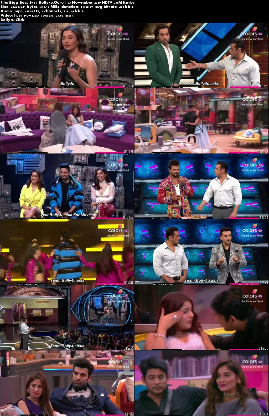 Bigg Boss S13 HDTV 250MB 480p 03 November 2019 Download