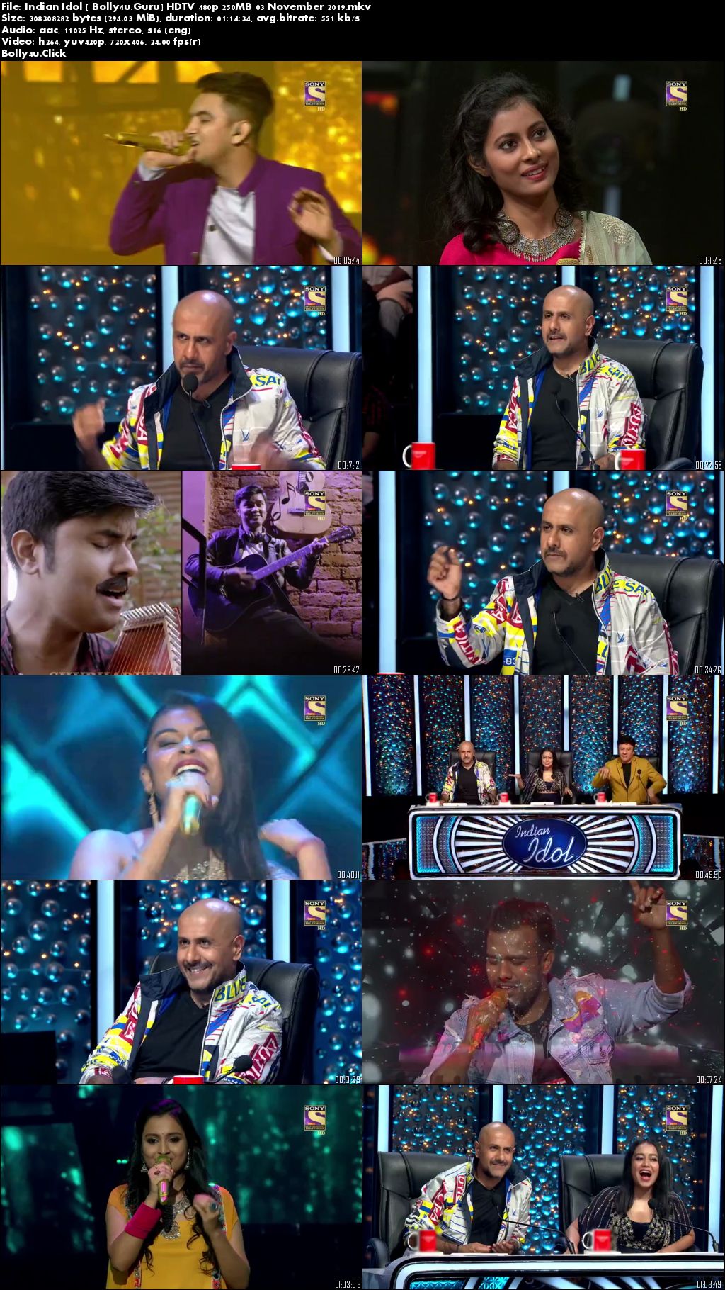 Indian Idol HDTV 480p 250MB 03 November 2019 Download