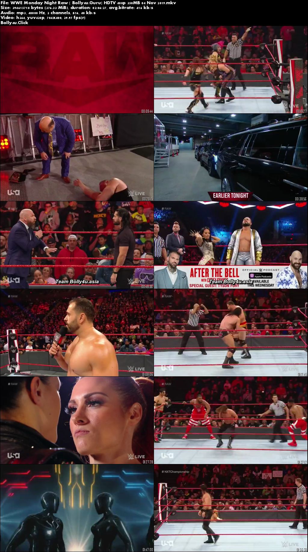 WWE Monday Night Raw HDTV 480p 350MB 04 Nov 2019 Download